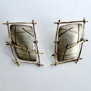 Carolyn Morris Bach clip-on  Fine Silver and 18K yellow gold